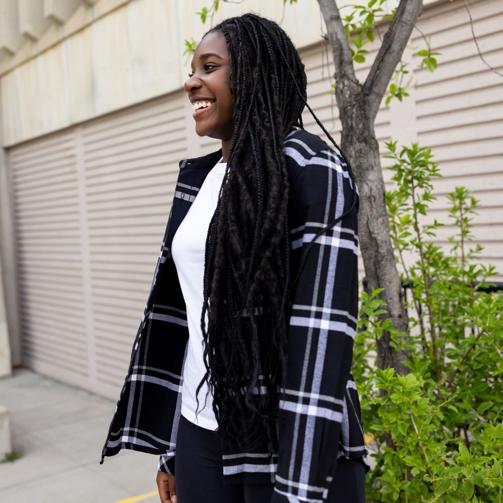 Ripzone Quinn Flannel Shirt | Black & White Plaid | Button Down Fall/Winter Top